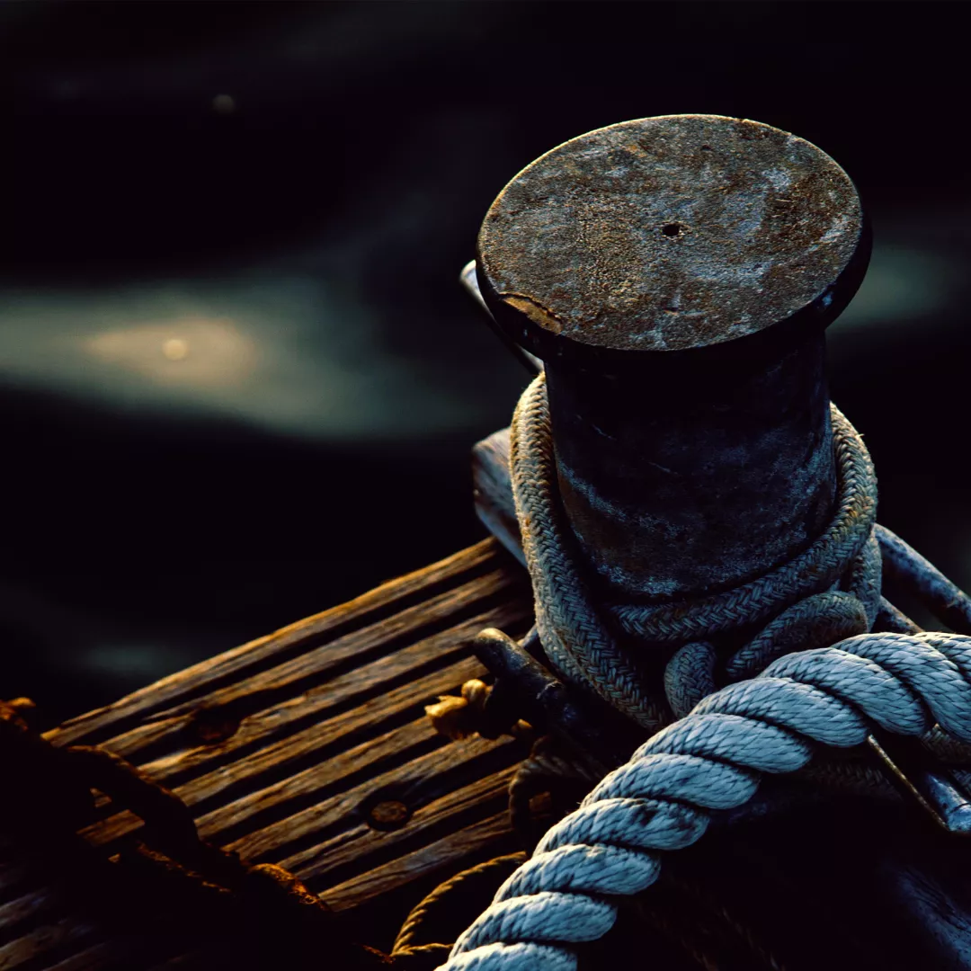 Image of a rope from tied to a dock.