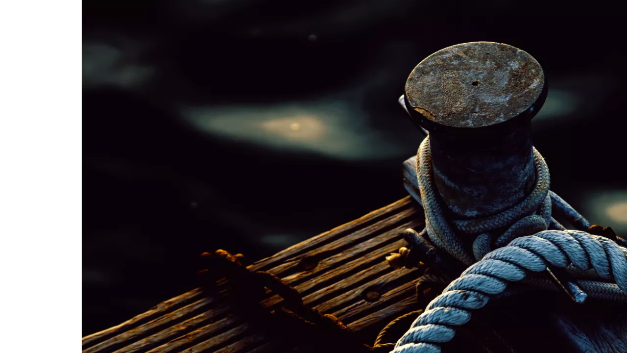 Image of a rope from tied to a dock.