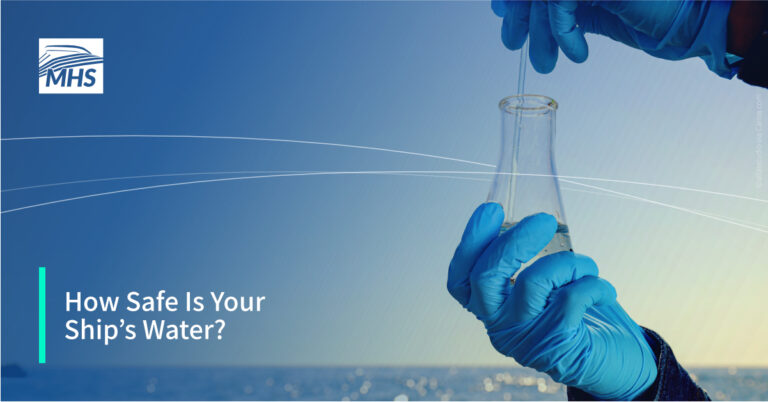 Image of someone testing the water quality with the words, How Safe Is Your Ship's Water?