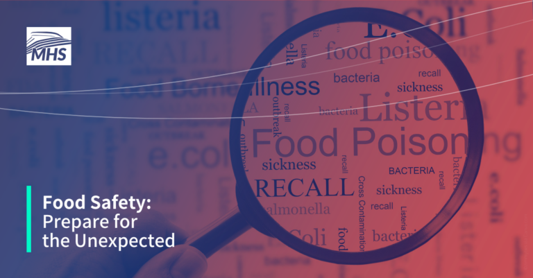 An apple floating in the sea, with the words, Food Safety Prepare for the Unexpected