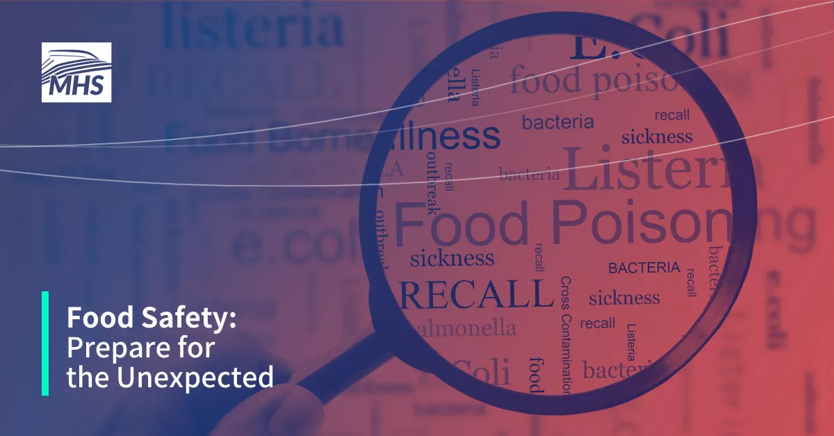 An apple floating in the sea, with the words, Food Safety Prepare for the Unexpected