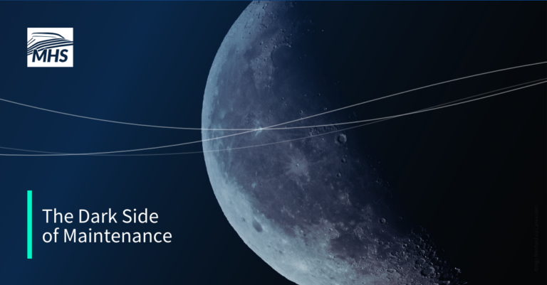 A picture of the moon, with the words, The Dark Side of Maintenance
