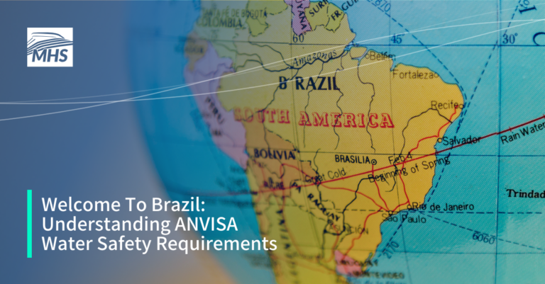 An image of Brazil on a globe with the words, Welcome To Brazil, Understanding ANVISA Water Safety Requirements